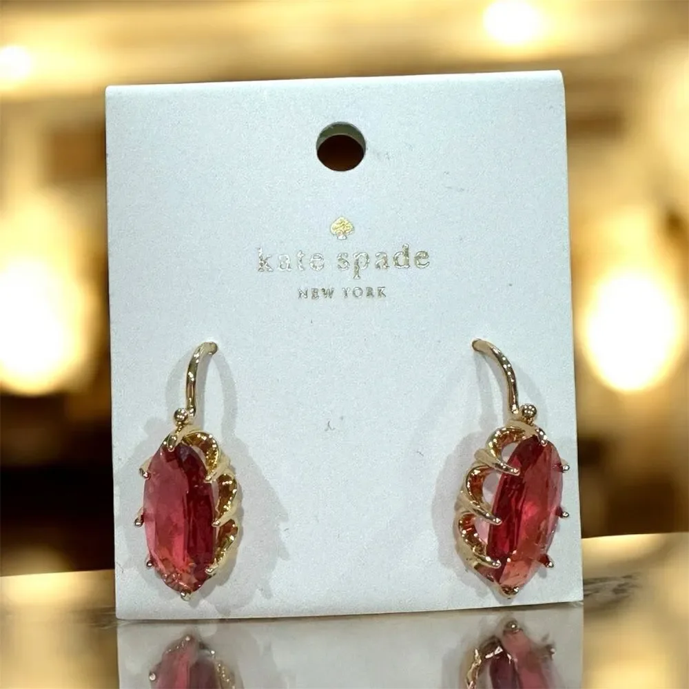 Kate Spade Gold and Red Gemstone Earrings